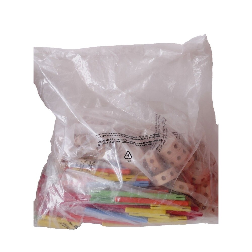 First Learning Classic Wood Builder Blocks and Dowels 200+ Pieces Multi-Color